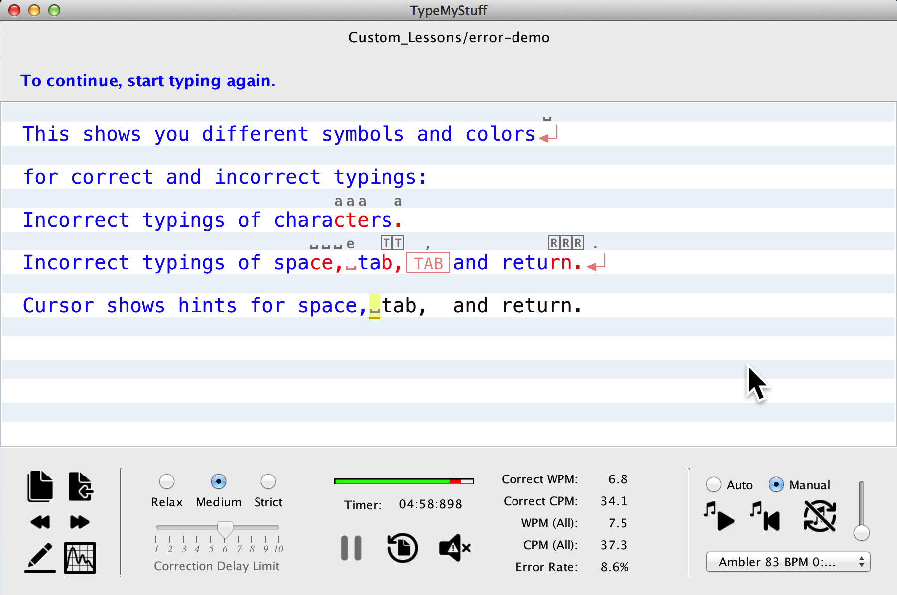 Color and Symbol for Typing